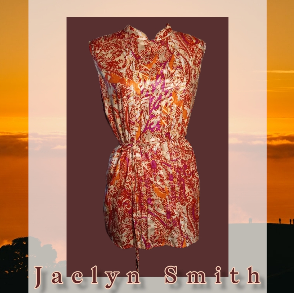 Jaclyn Smith Belted Sleeveless Sheath Blouse